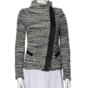 𝅺IRO Noaphina Tweed Leather Trim Coat